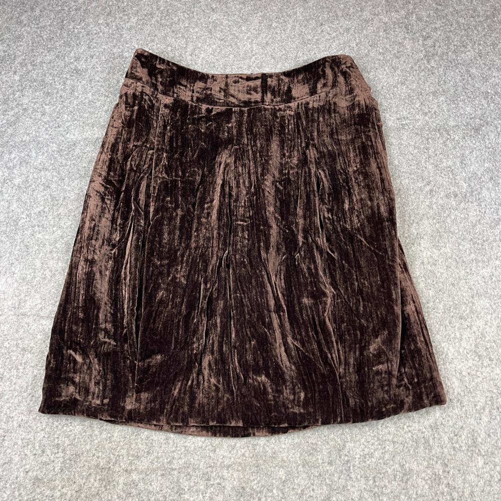 Betty Barclay Brown Crushed Velvet‎ Pleated Midi Skirt Size 12 US 42 EU Lined